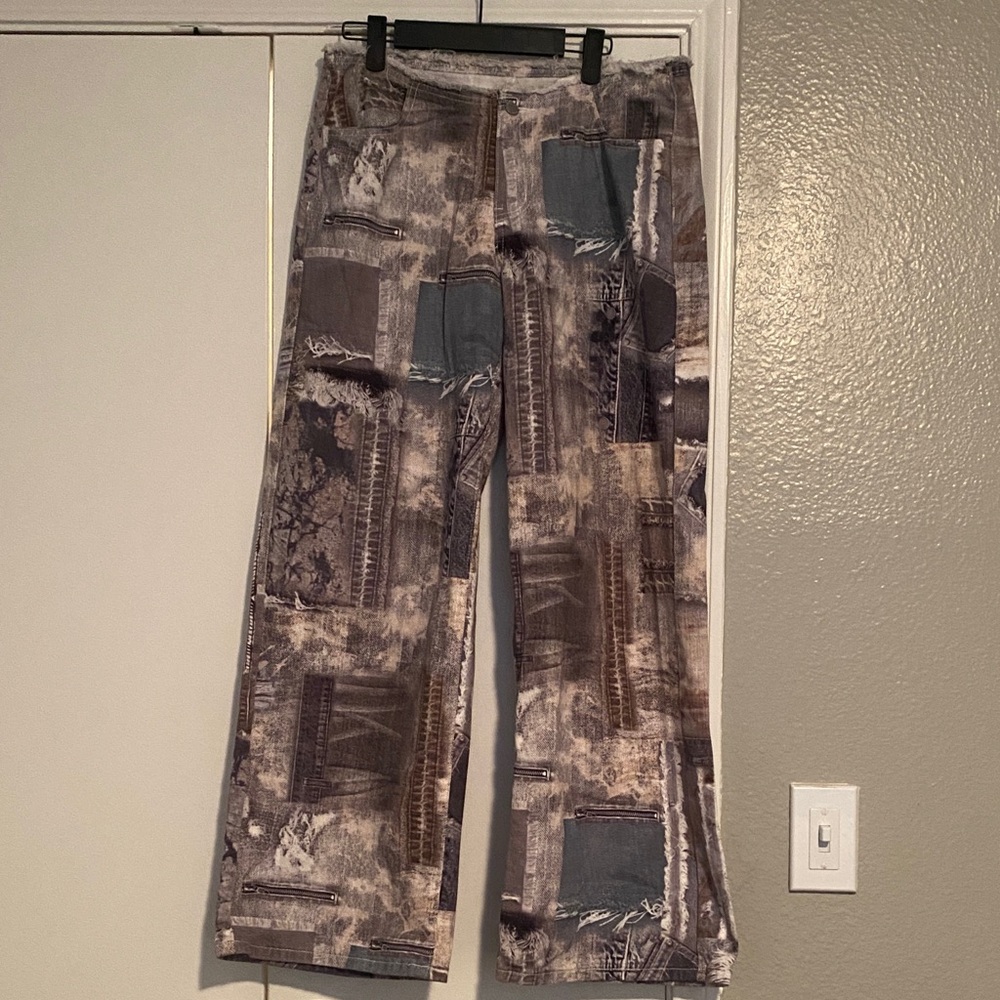 Patchwork Wide-Leg Pants
